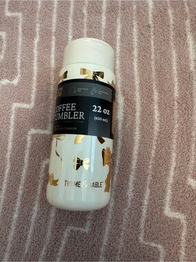 Thyme & Table White and Gold 22 oz Stainless Coffee Tumbler